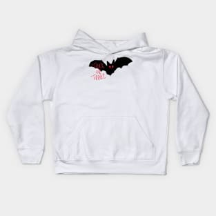 cute bat silhouette with trick or treat typography for halloween Kids Hoodie